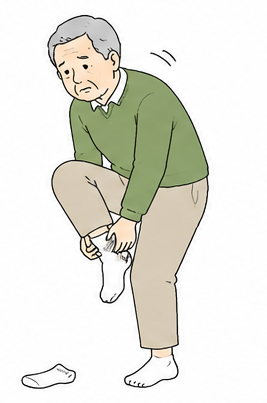 片足立ちで靴下が履けない