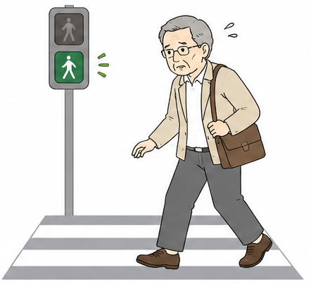 横断歩道を青信号で渡りきれないことがある